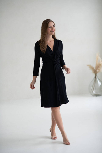 Loop Sukienka ciążowa i do karmienia rękaw 7/8 Milk&Love czarny