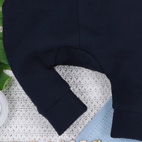 ABN-5393 Fun Origami Spodnie dresowe z bawełny organicznej Nini granatowy