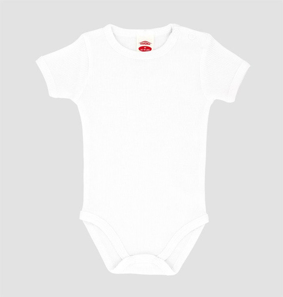 0320 Body z krótkim rękawem prążkowane "BIAŁE" Makoma