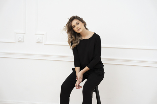 Styl Komplet Damski 3/4rękaw, dł.spodnie Italian Fashion czarny