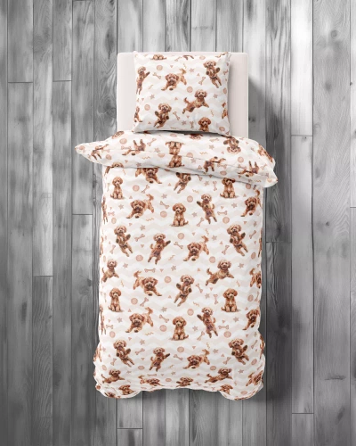 5451 A Rudy Piesek Pościel dziecięca bawełniana Detexpol beżowy