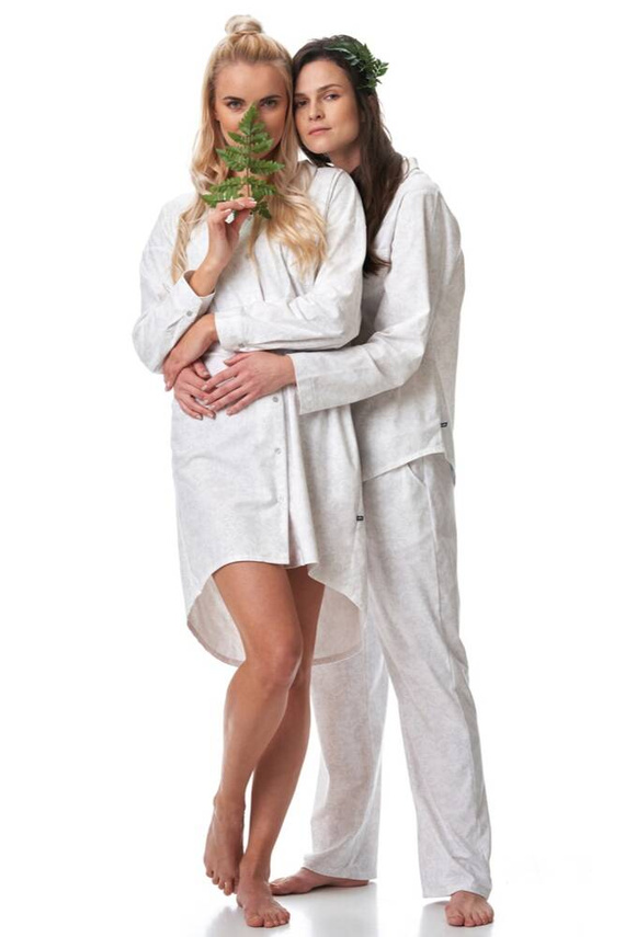 LND 818 Flanela Koszula damska Key - biały szary