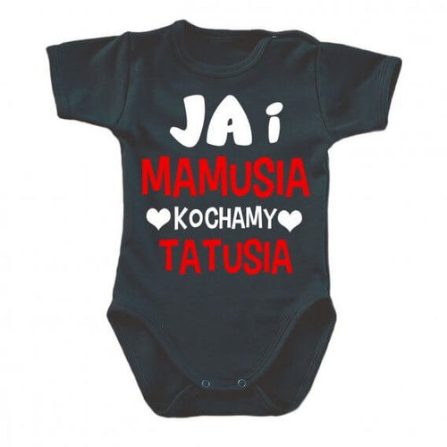 "JA i mamusia kochamy tatusia" Moocha body krótki rękaw czarny