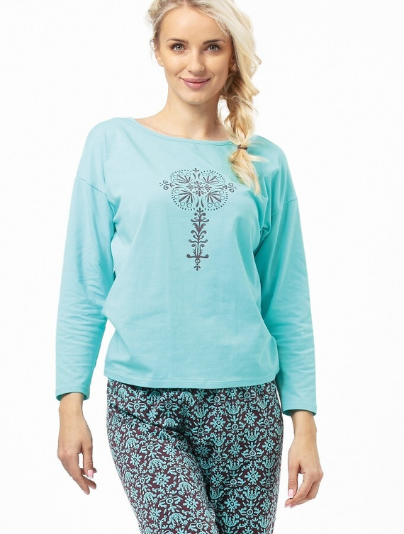 LNS 972 Piżama Damska bawełniana Key -turkusowy
