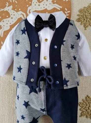 430GW Little Gentleman kamizelka w gwiazdki dla chłopca Marija - szary