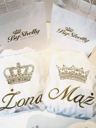 Żona&Mąż + Korona By Shelly zestaw szlafroków - biały/złoty