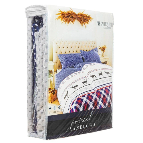 Xmass 2D Pościel flanelowa świąteczna renifery Spod Igły i Nitki niebieski