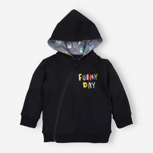 Alfabet Bluza dresowa z kapturem z bawełny organicznej Nini czarny