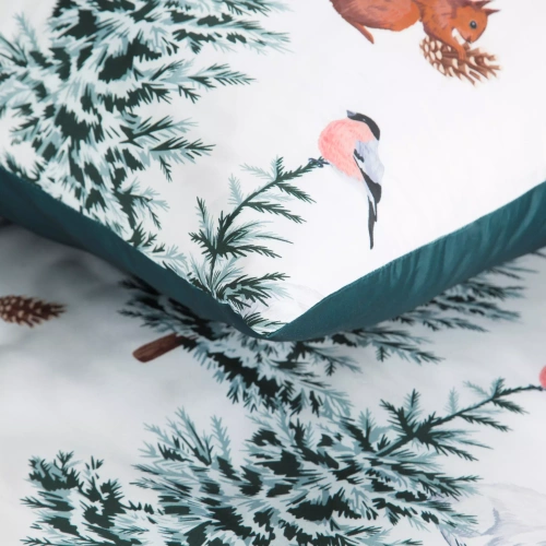 Roland Pościel świąteczna mikrowłókno Eurofirany – zielony zdobiona uroczym nadrukiem