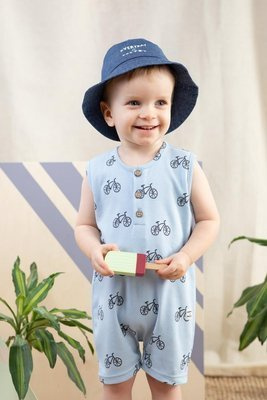 Summer Time Pinokio Rampers na ramiączkach - niebieski druk