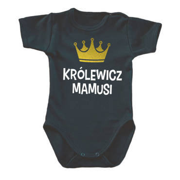 "KRÓLEWICZ MAMUSI" Moocha Body krótki rękaw czarny