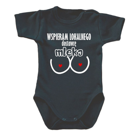 Body krótki rękaw "Wspieram dostawce mleka" Moocha biały