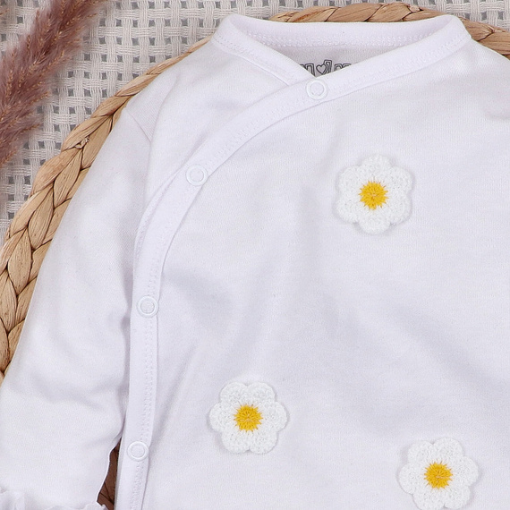 NINI LITTLE FLOWERS pajac niemowlęcy 100% bawełna organiczna z haftem ABN-5758/BIA