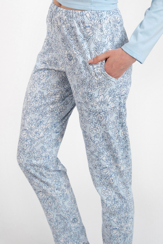 Salli Piżama Damska długi rękaw i długie spodnie Italian Fashion -niebieski/druk