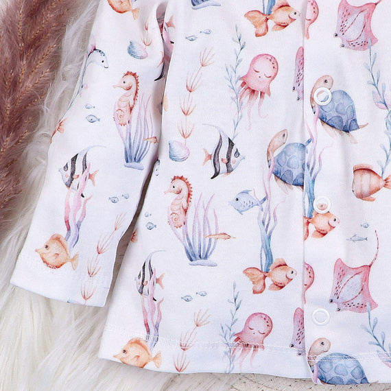 ABN-5482 Underwater World Kaftanik niemowlęcy Nini – bawełna organiczna, wygodne napy