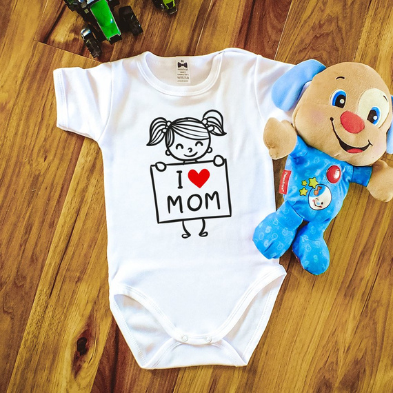 Body krótki rękaw "I LOVE MOM" Moocha czarny