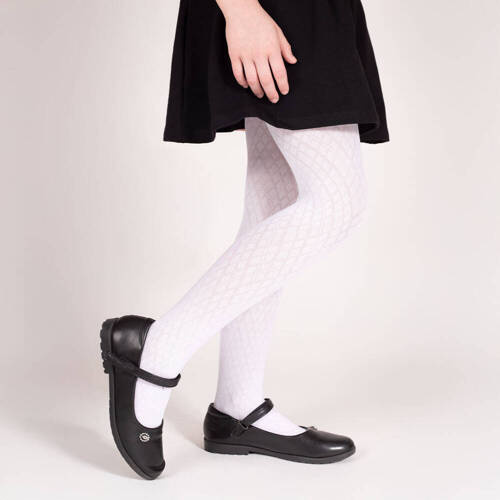 141802 Rajstopy żakardowe W2 Nicol - biały