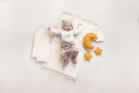 "Dreamer" Pinokio Legginsy niemowlęce - beż druk