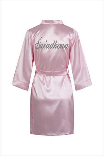 Świadkowa Szlafrok damski satynowy ByShelly - różowy/srebrny