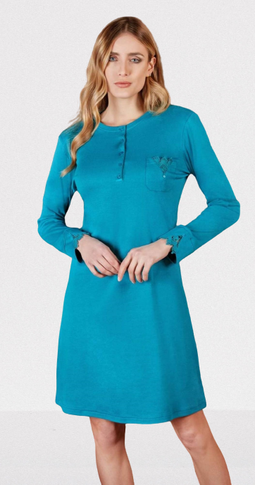 PC38089 Koszula nocna rozpinana Nottingham azure