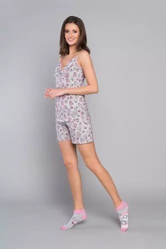 Dolce Piżama Damska wąskie ramiączko, spodenki Italian Fashion - druk