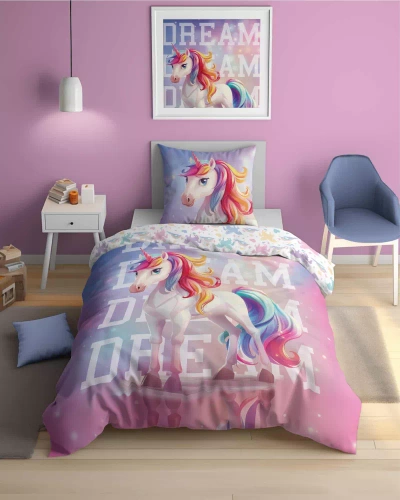 5208 A Fluo 40 Pościel bawełniana świecąca w ciemności Jednorożec Detexpol