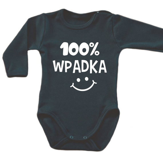 "100% WPADKA" Moocha body długi rękaw czarny