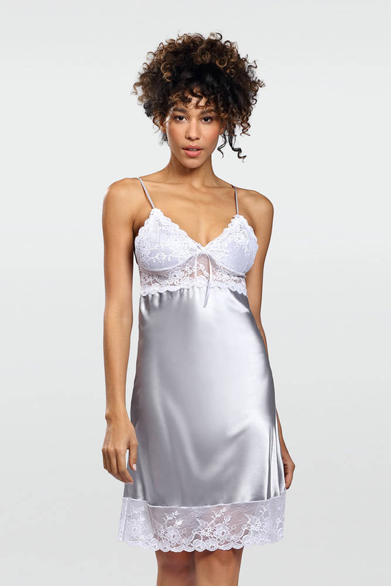 Harper Satynowa halka, wąskie ramiączko DKaren srebrny