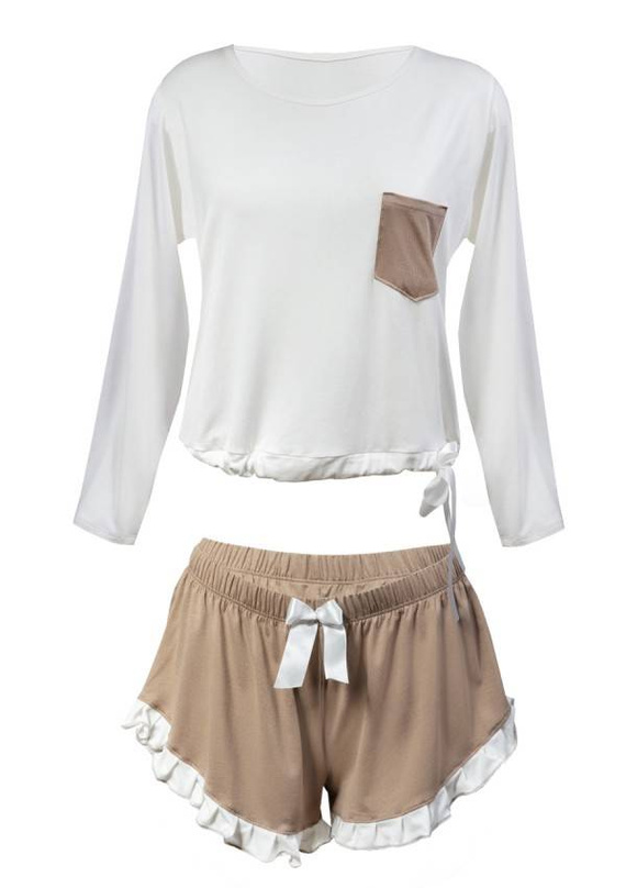 Ronnie Komplet Piżama Damska DKaren - Cappucino