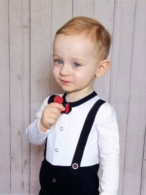 Smoking Bambarillo Frak pajacyk bez stópek biało-granatowy