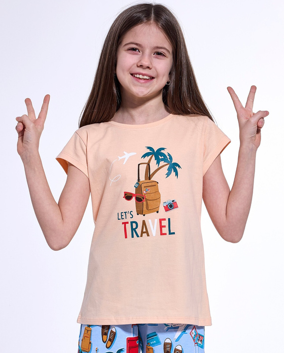 788/110 Travel 2 Piżama dziewczęca Cornette brzoskwiniowy