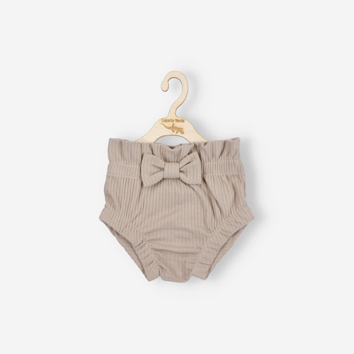 Bloomers Krótkie spodenki z dzianiny prążkowej z kokardką Lagarto Verde - beżowy