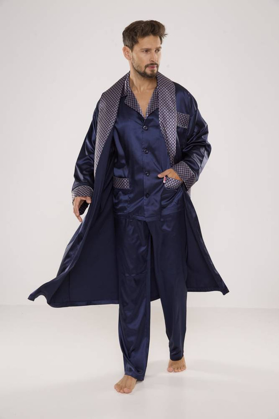 939 Piżama Męska Satyna-granatowy