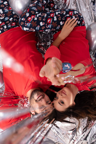 Makala Piżama Damska długi rękaw i długie spodnie Italian Fashion - czerwony/druk