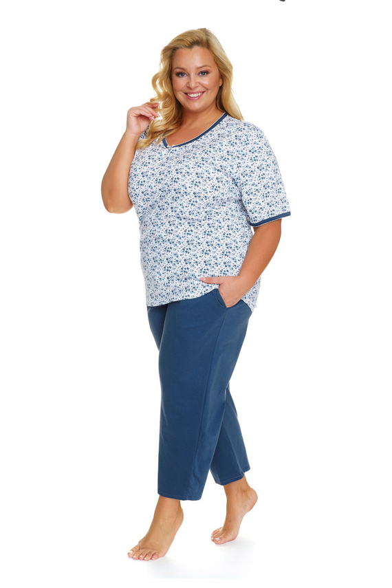 5290 Piżama Damska Plus Size Doctor Nap - navy bloom
