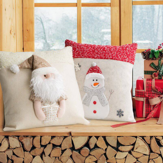Snow 3 srebrna czerwona bałwan Poszewka świąteczna Eurofirany
