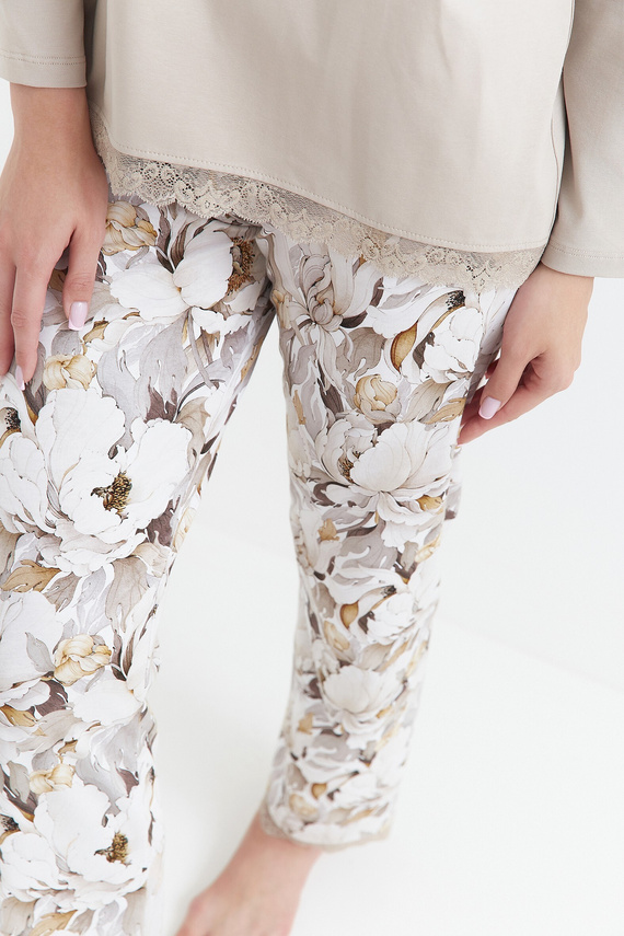 421 Piżama damska Cana -kwiaty-taupe