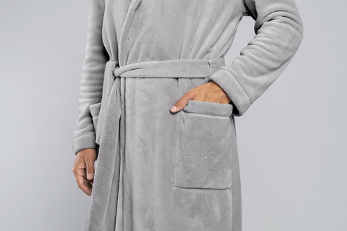 Mimas Szlafrok męski z kapturem Italian Fashion- szary