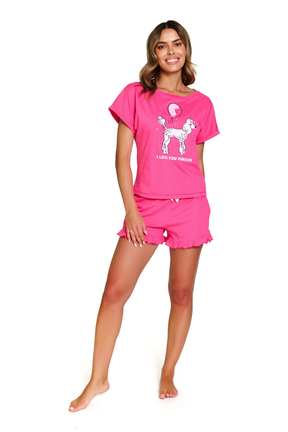 7357 Bawełniana piżama damska Doctor Nap – uroczy komplet z falbankami - peony