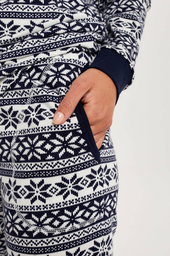 Alaska Piżama Damska długi rękaw, długie spodnie Italian Fashion - druk/granatowy