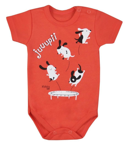 Bawełiane Body krótki rękaw "JUPI LATO" Koala- czerwony
