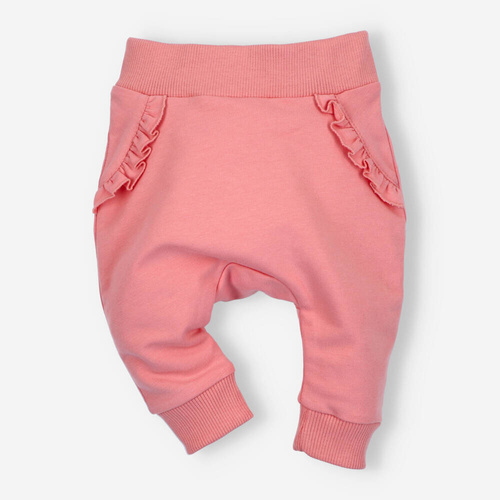 ABN-5065/KOR Śliweczki Spodnie dresowe z bawełny organicznej Nini koralowy
