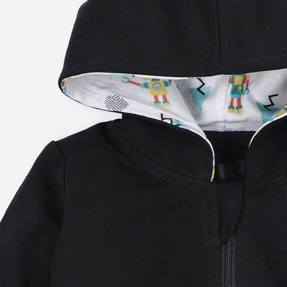 ABN-2943/CZA/056 Summer Robots Bluza dresowa z bawełny organicznej Nini czarny