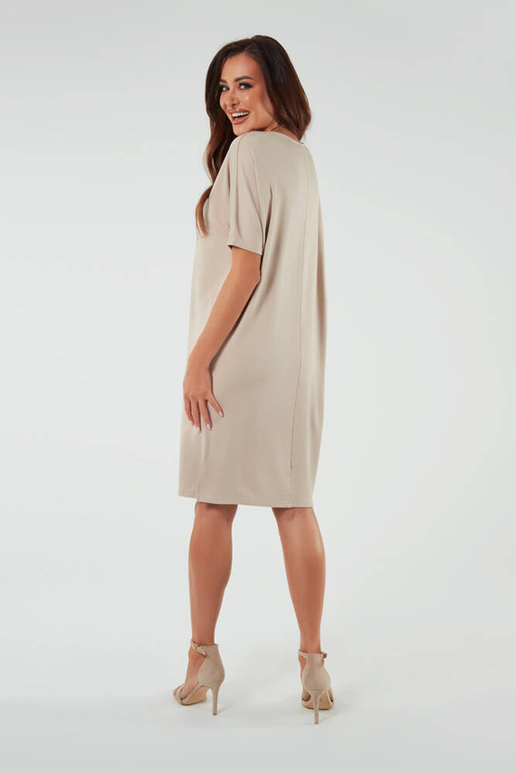 Soler tunika damska krótki rękaw Italian Fashion - beżowy