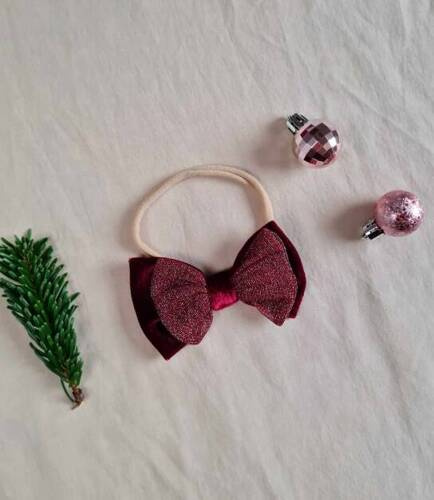 M0716 Opaska z dużą kokardą Marija - bordo