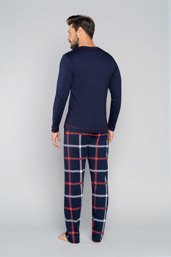 Horton Piżama Męska długi rękaw, długie spodnie Italian Fashion - granatowy/druk