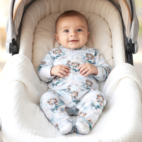 NINI BABY BEAR PILOT pajac niemowlęcy bawełna organiczna ABN-5747/PIL