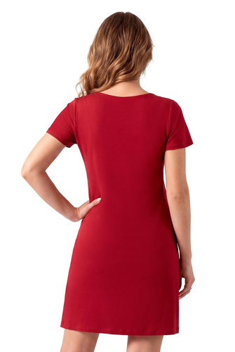 Koszula Nocna Damaris Donna Wiskozowa Koronkowa Elegancka z Dekoltem V burgund