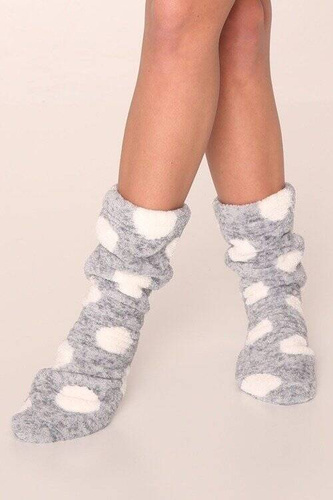 553/554 Wellsoft Gładkie skarpetki do spania De Lafense - szary duże koła