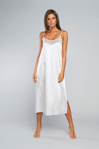 Dotyk koszula nocna wąskie ramiączko, długa Italia Fashion - ecru